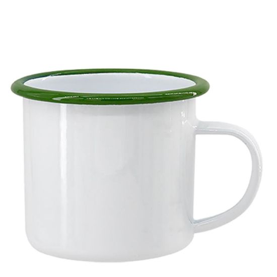 Picture of ENAMEL MUG 18oz WHITE + GREEN rim