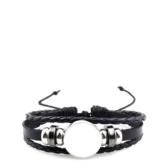 Picture of Bracelet Leather with Alum. Disc - Black