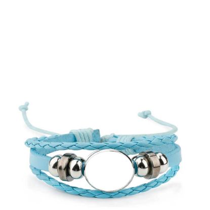 Picture of Bracelet Leather with Alum. Disc - Blue