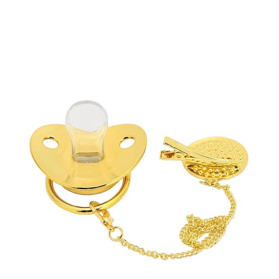 Picture of Baby Pacifier with Chain - Gold