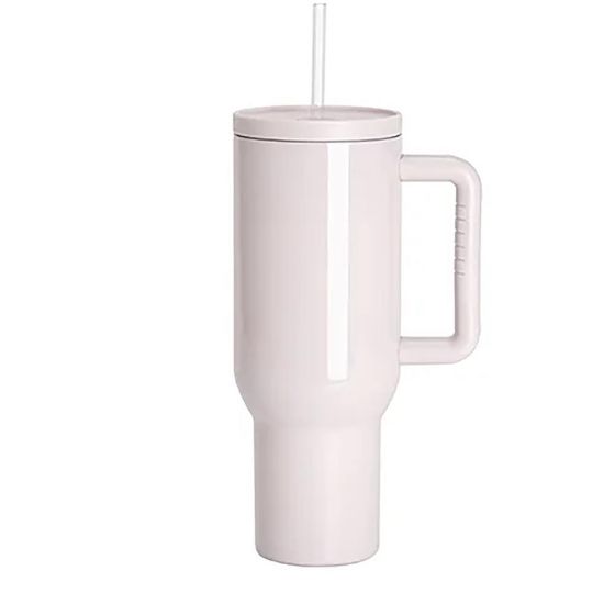 Picture of Travel Tumbler 1200ml (Pink Light) Soft Grip Handle with Lid & Plastic Straw