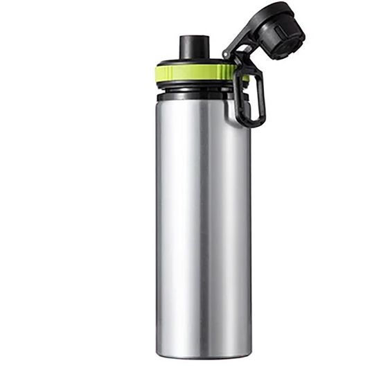 Picture of WATER BOTTLE - ALUMINUM (SILVER) 850ml with Green Cap